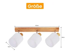 NETTLIFE 3 Focos de Techo Moderno de Pared de Madera Giratorio 350° E14 MAX.25W Lámpara para Salón Dormitorio (Sin Bombilla)