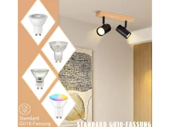 NETTLIFE 2 Focos de Techo GU10 de Madera Negra Orientables 350° Estilo Industrial Retro para salón Dormitorio Cocina