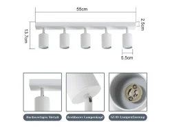NETTLIFE 5 focos de techo LED blancos GU10 llama 330° giratorio lámpara de pared industrial moderna para sala de estar dormitorio sin bombilla