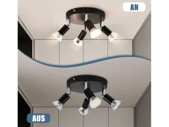 NETTLIFE 4 Focos de Techo Giratorios Negros GU10 Lámpara Moderna de Metal para Salón Cocina Pasillo y Comedor