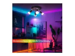 NETTLIFE 4 Focos de Techo Giratorios Negros GU10 Lámpara Moderna de Metal para Salón Cocina Pasillo y Comedor