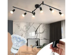 NETTLIFE 6 focos de techo de metal GU10 negros orientables 330° para cocina salón dormitorio