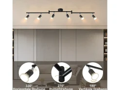 NETTLIFE 6 focos de techo de metal GU10 negros orientables 330° para cocina salón dormitorio