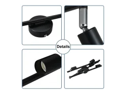 NETTLIFE 6 focos de techo de metal GU10 negros orientables 330° para cocina salón dormitorio