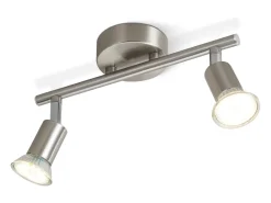 NETTLIFE 2 focos de techo de pasillo modernos GU10 orientables 330° en acero inoxidable para salón dormitorio (sin bombilla)