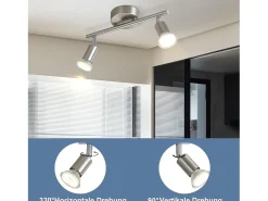 NETTLIFE 2 focos de techo de pasillo modernos GU10 orientables 330° en acero inoxidable para salón dormitorio (sin bombilla)