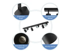 NETTLIFE 6 Focos de Techo LED Negros Orientables 330° GU10 para Salón Dormitorio Cocina, sin Bombilla