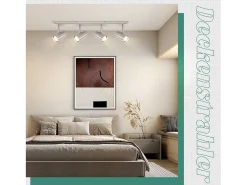 NETTLIFE 4 focos de techo GU10 en metal níquel, giratorio 330° para salón, , dormitorio, lámpara de moderna sin bombilla