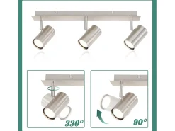 NETTLIFE 3 Focos de Techo GU10 de Níquel Giratorios 330° para Sala de Estar Dormitorio Oficina Foco de Pared Moderno Lámpara de Pasillo