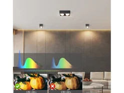 NETTLIFE 2 Focos de Techo de Superficie Negros con Luz Moderna Regulable en Blanco Cálido 2x5W GX53 Cuadrado Plano para Cocina Salón Comedor