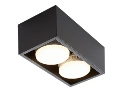 NETTLIFE 2 Focos de Techo de Superficie Negros con Luz Moderna Regulable en Blanco Cálido 2x5W GX53 Cuadrado Plano para Cocina Salón Comedor