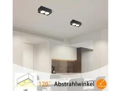 NETTLIFE 2 Focos de Techo de Superficie Negros con Luz Moderna Regulable en Blanco Cálido 2x5W GX53 Cuadrado Plano para Cocina Salón Comedor