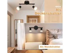 NETTLIFE 2 focos de techo LED negros giratorios 330° GU10, haz de pared para pasillo, dormitorio, salón
