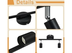 NETTLIFE 2 focos de techo LED negros giratorios 330° GU10, haz de pared para pasillo, dormitorio, salón