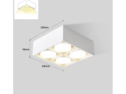NETTLIFE 4 Focos de Techo LED Orientables Blanco Cálido GX53 4x5W Cuadrados Modernos para Salón Comedor Oficina Cocina Pasillo