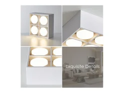 NETTLIFE 4 Focos de Techo LED Orientables Blanco Cálido GX53 4x5W Cuadrados Modernos para Salón Comedor Oficina Cocina Pasillo