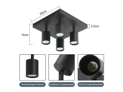 NETTLIFE 4 Focos de Techo LED Negros GU10 Orientables 330°, Moderno Industrial de Pared para Salón Dormitorio Cocina sin Bombilla