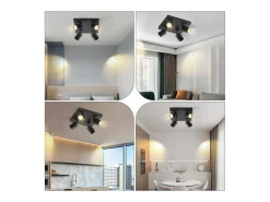 NETTLIFE 4 Focos de Techo LED Negros GU10 Orientables 330°, Moderno Industrial de Pared para Salón Dormitorio Cocina sin Bombilla