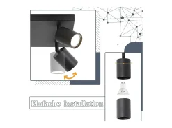 NETTLIFE 4 Focos de Techo LED Negros GU10 Orientables 330°, Moderno Industrial de Pared para Salón Dormitorio Cocina sin Bombilla