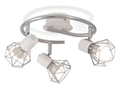 NETTLIFE 3 Focos de Techo E14 Redondos Industrial Retro Giratorios Metal Blanco para Salón Estudio Pasillo Cocina Máx. 25W