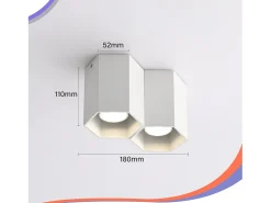 NETTLIFE 2 focos de techo Foco de superficie blanco Foco de techo GU10 Foco de superficie Luminaria de superficie moderna Luminaria de superficie para