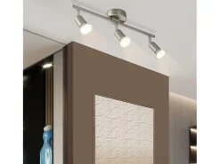 NETTLIFE 3 Focos de Techo de Modernos GU10 Lámpara Giratoria de Acero Inoxidable Giratoria de 330° para Salón Dormitorio (Sin Bombilla)