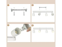 NETTLIFE 4 Focos de Techo GU10 de diseño moderno Orientables en color blanco para salón pasillo dormitorio comedor cocina