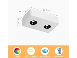 NETTLIFE 2 Focos de Techo Ekig Blanco Cálido 11W Pequeños de Superficie para Cocina Pasillo Dormitorio Comedor