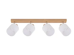 NETTLIFE 4 Focos de techo de salón modernos de madera E14 giratorios 350° MAX.25W Lámpara de pantalla de tela para dormitorio (sin bombilla)
