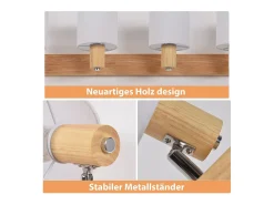 NETTLIFE 4 Focos de techo de salón modernos de madera E14 giratorios 350° MAX.25W Lámpara de pantalla de tela para dormitorio (sin bombilla)