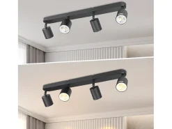 NETTLIFE 4 Focos GU10 Max.25w Luz de Techo LED Negra Foco para Sala de Estar Ajustable 350° para Dormitorio Cocina Mesa de