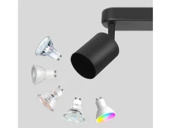 NETTLIFE 4 Focos GU10 Max.25w Luz de Techo LED Negra Foco para Sala de Estar Ajustable 350° para Dormitorio Cocina Mesa de