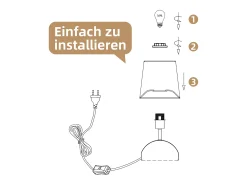 NETTLIFE - Juego de 2 lámparas de noche con cable, luz de noche de tela blanca, diseño moderno para dormitorio