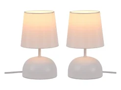 NETTLIFE - Juego de 2 lámparas de noche con cable, luz de noche de tela blanca, diseño moderno para dormitorio