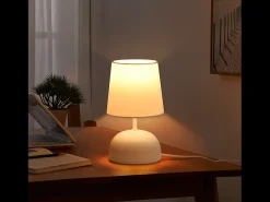 NETTLIFE - Juego de 2 lámparas de noche con cable, luz de noche de tela blanca, diseño moderno para dormitorio