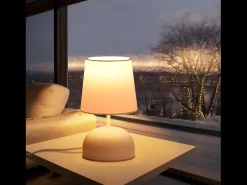 NETTLIFE - Juego de 2 lámparas de noche con cable, luz de noche de tela blanca, diseño moderno para dormitorio