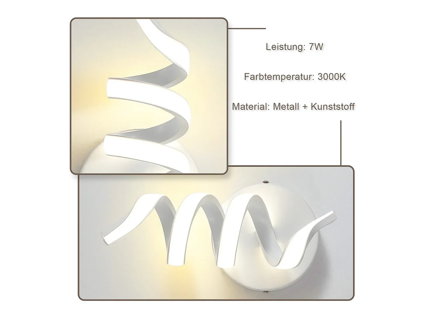 NETTLIFE - Lámpara de pared LED para interiores, moderna, color negro, 7 W, luz blanca cálida de 3000 K