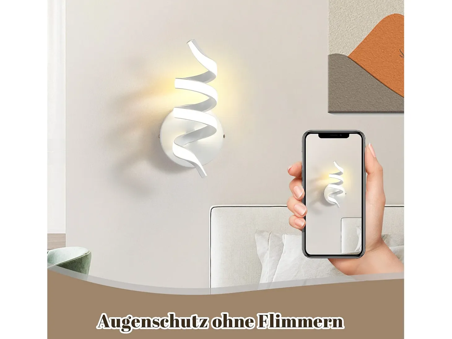 NETTLIFE - Lámpara de pared LED para interiores, moderna, color negro, 7 W, luz blanca cálida de 3000 K