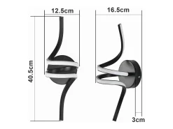 NETTLIFE - Lámpara de pared LED para interiores, moderna, color negro, 7 W, luz blanca cálida de 3000 K
