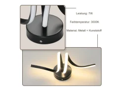 NETTLIFE - Lámpara de pared LED para interiores, moderna, color negro, 7 W, luz blanca cálida de 3000 K