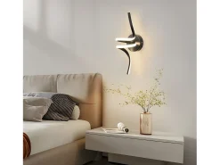 NETTLIFE - Lámpara de pared LED para interiores, moderna, color negro, 7 W, luz blanca cálida de 3000 K