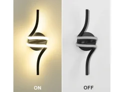 NETTLIFE - Lámpara de pared LED para interiores, moderna, color negro, 7 W, luz blanca cálida de 3000 K