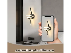 NETTLIFE - Lámpara de pared LED para interiores, moderna, color negro, 7 W, luz blanca cálida de 3000 K