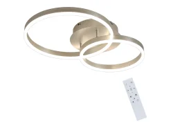 NETTLIFE - Lámpara de techo LED moderna regulable de 2 anillos de metal y acrílico con mando a distancia, color plata, 59 cm, para salón