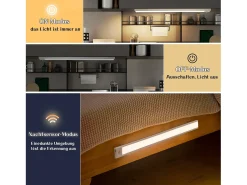 NETTLIFE - Luz LED para debajo del gabinete con sensor de movimiento, recargable por USB, 1500 mAh, para pasillo y armario