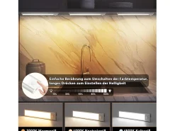 NETTLIFE - Luz LED para debajo del gabinete con sensor de movimiento, recargable por USB, 1500 mAh, para pasillo y armario