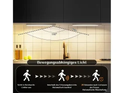 NETTLIFE - Luz LED para debajo del gabinete con sensor de movimiento, recargable por USB, 1500 mAh, para pasillo y armario