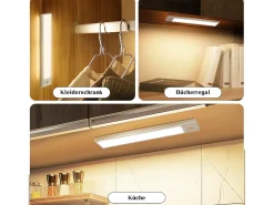 NETTLIFE - Luz LED para debajo del gabinete con sensor de movimiento, recargable por USB, 1500 mAh, para pasillo y armario