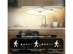 NETTLIFE - Luz LED para debajo del gabinete con sensor de movimiento, recargable por USB, 1500 mAh, para pasillo y armario
