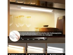 NETTLIFE - Luz LED para debajo del gabinete con sensor de movimiento, recargable por USB, 1500 mAh, para pasillo y armario